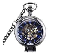 Kioxiuin Antique Skeleton Mechanical Pocket Watch for Men, Steampunk Hand-Winding Pendant Clock, Vintage Style Timepiece, Perfect for Collectors and Enthusiasts