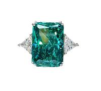 KIOYDISE Luxury Vintage Engagement Ring Pure 925 Sterling Silver Emerald Green Zircon Square for Women Sparkling Jewelry Green CZ Promise Ring, Sterling Silver, Emerald