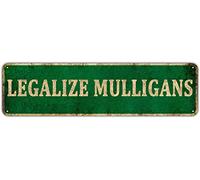 KIOZIY 4" x 16" Legalize Mulligans Funny Tin Sign, Golf Accessory, Wall Mount, Rectangular, Green
