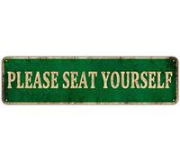 KIOZIY Funny Bathroom Signs, Please Seat Yourself Tin Sign, Farmhouse Bathroom Decor, Bathroom Decor Wall Art, Funny Bathroom Humor, Bathroom Accessories, Rustic Home Decor, 4" x 16"