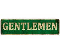 KIOZIY Gentlemen Room Restroom Vintage Aluminum Retro Metal Sign 4" x 16"