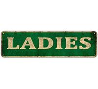 KIOZIY Ladies Room Restroom Vintage Aluminum Retro Metal Sign 4" x 16"