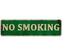 KIOZIY No Smoking Tin Sign, Green Vintage Metal Signs for Cafes Bars Pubs Shop Wall Decorative Funny Retro Signs for Men Women 4" x 16"