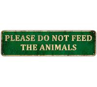 KIOZIY Please Do Not Feed The Animals - Funny Notice Aluminum Metal Tin 4" x 16" Sign Plate