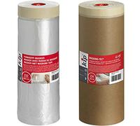 Kip Drop Cloths Pre-Taped Painters Masking Film 2600mm x 25m, Masker Masking Tape with Plastic Sheet, Drape for Spraying & Pre-Taped Paper Masker Cover Material for Surface Protection 300 mm x 25 m