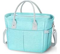 KIPBELIF Insulated Lunch Bags for Women - Large Tote Adult Lunch Box for Women with Shoulder Strap, Side Pockets and Water Bottle Holder, Aqua Green, Normal Size