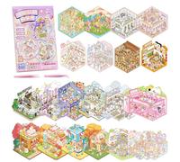 KIPEREE 20 Sets DIY 3D Scene Sticker Book - Creative Miniature Worlds with Tweezers, Reusable Sticker Scene Book for Children and Adults, Cute Stickers Kit Stress Relief (Set-2)