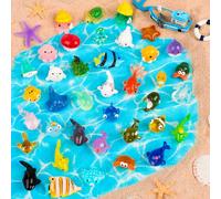 KIPEREE 40PCS Mini Resin Sea Animals - Tiny Ocean Figurines, Resin & Glass Animals, Plastic Fish Mini Toys Figures for Kids, Party Bag Fillers & Favors