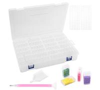 Kiperline Diamond Painting Accessory Boxes, 124 Pieces 5D Diamond Painting Storage Box with 112 Labels for Diamonds, Beads and Other DIY Accessories