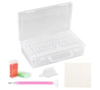 Kiperline Diamond Painting Accessory Boxes, 64 Pieces 5D Diamond Painting Storage Box with 112 Labels for Diamonds, Beads and Other DIY Accessories