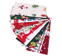 KIPETTO 20Pcs Christmas Cotton Fabric Squares Printed Patchwork Fabric for DIY Sewing Scrapbooking Quilting Masks, 9.8" x 9.8"