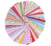 KIPETTO 50Pcs Cotton Fabric Squares Printed Floral Patchwork Fabric for DIY Sewing Scrapbooking Quilting Dot Pattern, 9.8" x 9.8"