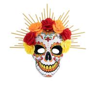 KIPETTO Day of The Dead Masks Sugar Skull Full Face Mask for Halloween Cosplay Mexican Masquerade Party Costume, Yellow