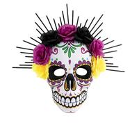 KIPETTO Day of The Dead Masks Sugar Skull Full Face Mask for Halloween Cosplay Mexican Masquerade Party Costume, Purple
