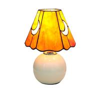 KIPHEPI Mushroom Lamp Tiffany Stained Glass Moon lamp Cute Small Bedside Table Lamps for Living Room Home Decor,Girls Women Birthday Christmas Thanksgiving Day Gift,Orange
