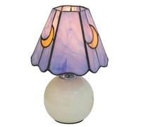 KIPHEPI Tiffany Lamp Stained Glass Table Lamp Mushroom Moon Cute Small Bedside Lamps for Living Room Home Decor,Unique Aesthetic Home Living Room Decor Girls Women Birthday Day Gift,Pink Blue