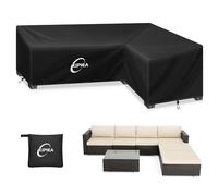Kipiea L Shaped Garden Furniture Covers Waterproof, 500D Heavy Duty Oxford Fabric Outdoor Corner Sofa Cover Windproof, Garden Sofa Covers, Anti-UV, Ripstop, No Fading (Right Side, 305x229x85x78cm)