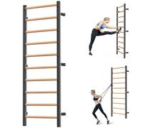 Kipika Gymnastic Stall Bar - 2"x2" Swedish Ladder with 1" Hole, Wall Mounted Ladder Suspension Trainer, Solid Wood Grips Gymnastics Training Bar for Home, Wall Gym, School