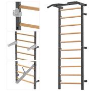 Kipika Gymnastic Stall Bar - 2"x2" Swedish Ladder with 1" Hole, Wall Mounted Pull-up Bar Ladder Suspension Trainer,Solid Wood Grips Gymnastics Training Bar for Home, Wall Gym, School