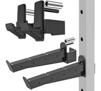 Kipika J-Hooks and Safety Spotter Arms for 3" x 3" Power Racks with 5/8" or 1" Hole - Heavy Duty Barbell Holders and Catches with Rubber Pads - Power Rack Attachments for Squat, Bench Press and More