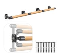 Kipika Wall Mounted Traditional Solid Wood Ballet Barre System, Stretch/Dance Bar for Home Workout Dance Equipment, Durable Metal Support, Height Adjustment, 9 FT Long, 1 1/2" Diameter