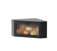 kiplant Black Corner Bread Box for Kitchen Countertop - Bamboo Wood, Wavy Acrylic Door, Bread Storage Container, Large Bread Holder