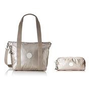 Kipling Asseni S Women’s Tote, Silver (Metallic Glow), 40x28x14 Centimeters (B x H x T) Gleam Women’s Purse, Silver (Metallic Glow), 18.5x11x8 Centimeters (B x H x T)