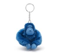 Kipling MonkeyClip M Keychain, Lightweight Medium Clip with Key Ring & Signature Monkey Charm, Practical Everyday Accessories Holder - Vintage Blue