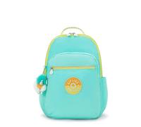 Kipling Women's Seoul 15" Laptop Backpack, Durable, Roomy with Padded Shoulder Straps, Built-In Protective Sleeve, Poppy Aqua C, 12.75''L x 17.25''H x 8''D, Seoul 15" Laptop Backpack, Durable, Roomy