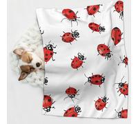 KIPOSTYZTT 1 Pcs Waterproof Pet Blanket, Art Ladybug Tracks Print Blanket For Bed Couch Protector, Reversible Washable Plush Dog Faux Fur Throw For Puppy