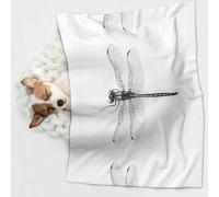 KIPOSTYZTT 1 Pcs Waterproof Pet Blanket, Black And White Dragonfly Print Blanket For Bed Couch Protector, Reversible Washable Plush Dog Faux Fur Throw For Puppy