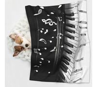 KIPOSTYZTT 1 Pcs Waterproof Pet Blanket, Black White Music Note Print Blanket For Bed Couch Protector, Reversible Washable Plush Dog Faux Fur Throw For Puppy