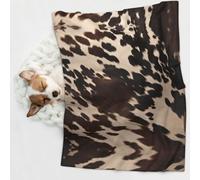 KIPOSTYZTT 1 Pcs Waterproof Pet Blanket, Brown Cowhide Print Blanket For Bed Couch Protector, Reversible Washable Plush Dog Faux Fur Throw For Puppy
