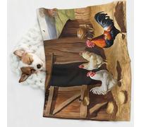 KIPOSTYZTT 1 Pcs Waterproof Pet Blanket, Chicken And Rooster Print Print Blanket For Bed Couch Protector, Reversible Washable Plush Dog Faux Fur Throw For Puppy