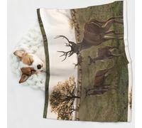 KIPOSTYZTT 1 Pcs Waterproof Pet Blanket, Cute Deers Print Blanket For Bed Couch Protector, Reversible Washable Plush Dog Faux Fur Throw For Puppy