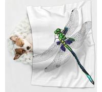 KIPOSTYZTT 1 Pcs Waterproof Pet Blanket, Cute Dragonfly Print Blanket For Bed Couch Protector, Reversible Washable Plush Dog Faux Fur Throw For Puppy