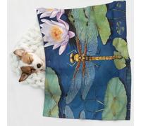 KIPOSTYZTT 1 Pcs Waterproof Pet Blanket, Dragonfly Painting Print Print Blanket For Bed Couch Protector, Reversible Washable Plush Dog Faux Fur Throw For Puppy