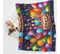 KIPOSTYZTT 1 Pcs Waterproof Pet Blanket, Happy Birthday Print Blanket For Bed Couch Protector, Reversible Washable Plush Dog Faux Fur Throw For Puppy