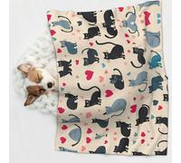 KIPOSTYZTT 1 Pcs Waterproof Pet Blanket, Happy Walking Kitty Print Blanket For Bed Couch Protector, Reversible Washable Plush Dog Faux Fur Throw For Puppy