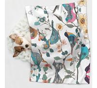 KIPOSTYZTT 1 Pcs Waterproof Pet Blanket, Japanese Pine & Birds Print Blanket For Bed Couch Protector, Reversible Washable Plush Dog Faux Fur Throw For Puppy