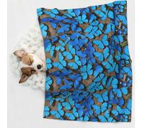KIPOSTYZTT 1 Pcs Waterproof Pet Blanket, Many Blue Butterfly Print Blanket For Bed Couch Protector, Reversible Washable Plush Dog Faux Fur Throw For Puppy