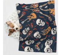 KIPOSTYZTT 1 Pcs Waterproof Pet Blanket, Mexican Skull Print Blanket For Bed Couch Protector, Reversible Washable Plush Dog Faux Fur Throw For Puppy