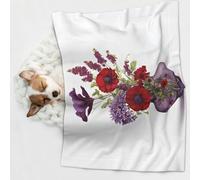 KIPOSTYZTT 1 Pcs Waterproof Pet Blanket, Poppy Flower Print Blanket For Bed Couch Protector, Reversible Washable Plush Dog Faux Fur Throw For Puppy