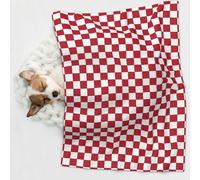 KIPOSTYZTT 1 Pcs Waterproof Pet Blanket, Red Checkered White Squares Print Blanket For Bed Couch Protector, Reversible Washable Plush Dog Faux Fur Throw For Puppy