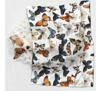 KIPOSTYZTT 1 Pcs Waterproof Pet Blanket, Spring Floral Butterfly Print Blanket For Bed Couch Protector, Reversible Washable Plush Dog Faux Fur Throw For Puppy