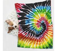 KIPOSTYZTT 1 Pcs Waterproof Pet Blanket, Tie Dye Hippies Print Blanket For Bed Couch Protector, Reversible Washable Plush Dog Faux Fur Throw For Puppy