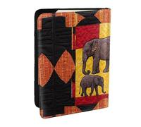 KIPOSTYZTT African Elephant Patchwork Print Passport Holder Pu Leather Travel Wallet Passport Case Passport Covers 6.5 Inch Multiple Card Slots for Men and Women