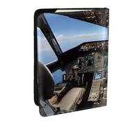 KIPOSTYZTT Airplane Cockpit Print Print Passport Holder Pu Leather Travel Wallet Passport Case Passport Covers 6.5 Inch Multiple Card Slots for Men and Women