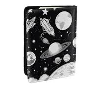 KIPOSTYZTT Astronaut and Alien Print Passport Holder Pu Leather Travel Wallet Passport Case Passport Covers 6.5 Inch Multiple Card Slots for Men and Women