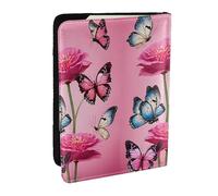 KIPOSTYZTT Beautiful Butterfly Print Passport Holder Pu Leather Travel Wallet Passport Case Passport Covers 6.5 Inch Multiple Card Slots for Men and Women